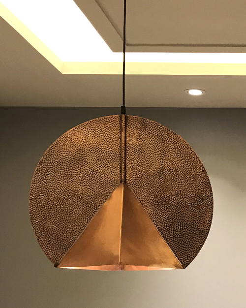 Brass and copper Pendent flair Lamp by Sahil & Sarthak